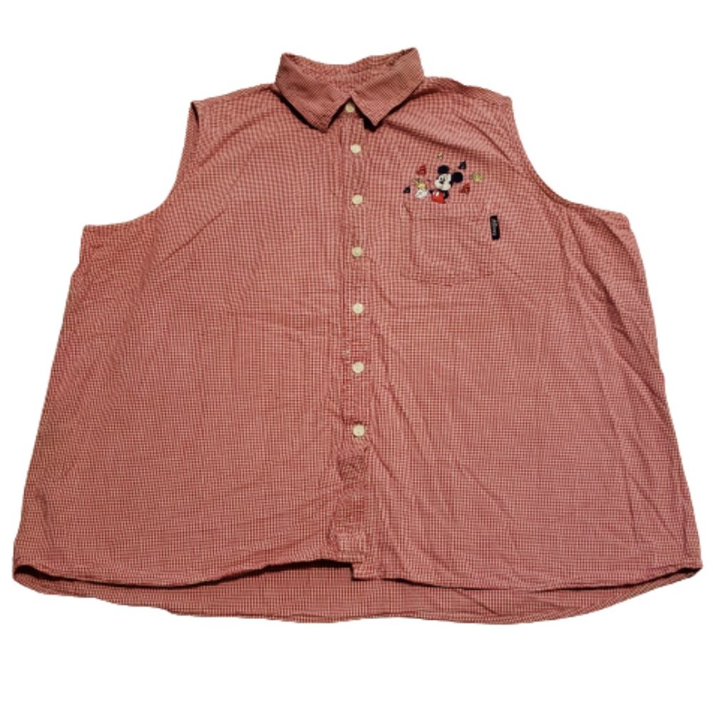 Disney Mickey Unlimited Button Up Tank Top Shirt Red | Women's 26W Mickey Mouse